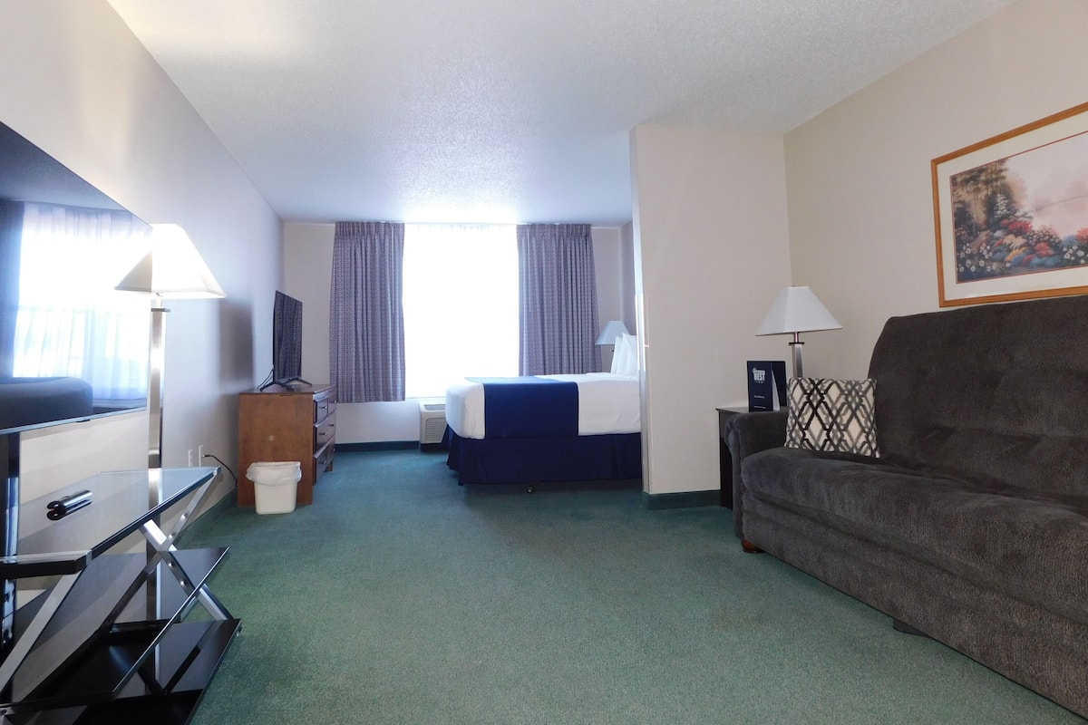1 bedroom, blackout curtains, iron/ironing board, free WiFi
