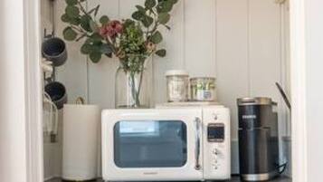 Fridge, microwave, coffee/tea maker