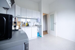 Apartamento, 2 camas de matrimonio | Cocina privada | Frigorífico, microondas, horno y placa de cocina