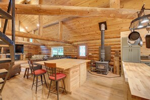 TV, fireplace, books - Secluded Greenville Cabin: Walk to Moosehead Lake! (Greenville)