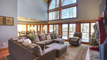 Smart TV, fireplace, ping pong, books