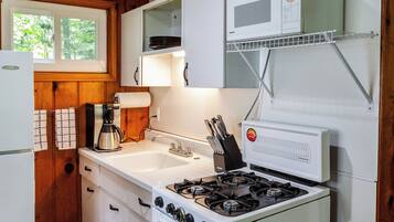 Full-size fridge, microwave, oven, stovetop