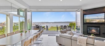 A spectacular contemporary home sits in downtown historic Piermont!