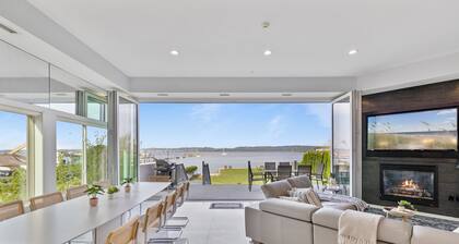 A spectacular contemporary home sits in downtown historic Piermont!