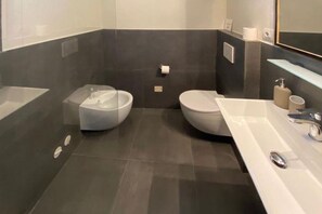 Regadera, secadora de cabello, bidet, toallas 