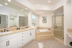 House | Bathroom | Designer toiletries, hair dryer, towels, soap - Luxury Resort Style Living w/ Pool & Jacuzzi (Indio)