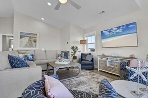 Smart TV, books - Ocean View Escape: Heated Pool, Putting Green, Fire Pit, Steps to Beach (North Topsail Beach)