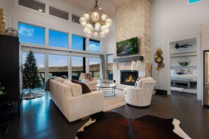 TV, fireplace - Quiet Time - Gorgeous Mountain Views, Chic Interiors + Wood-burning Fireplace! (Blue Ridge)