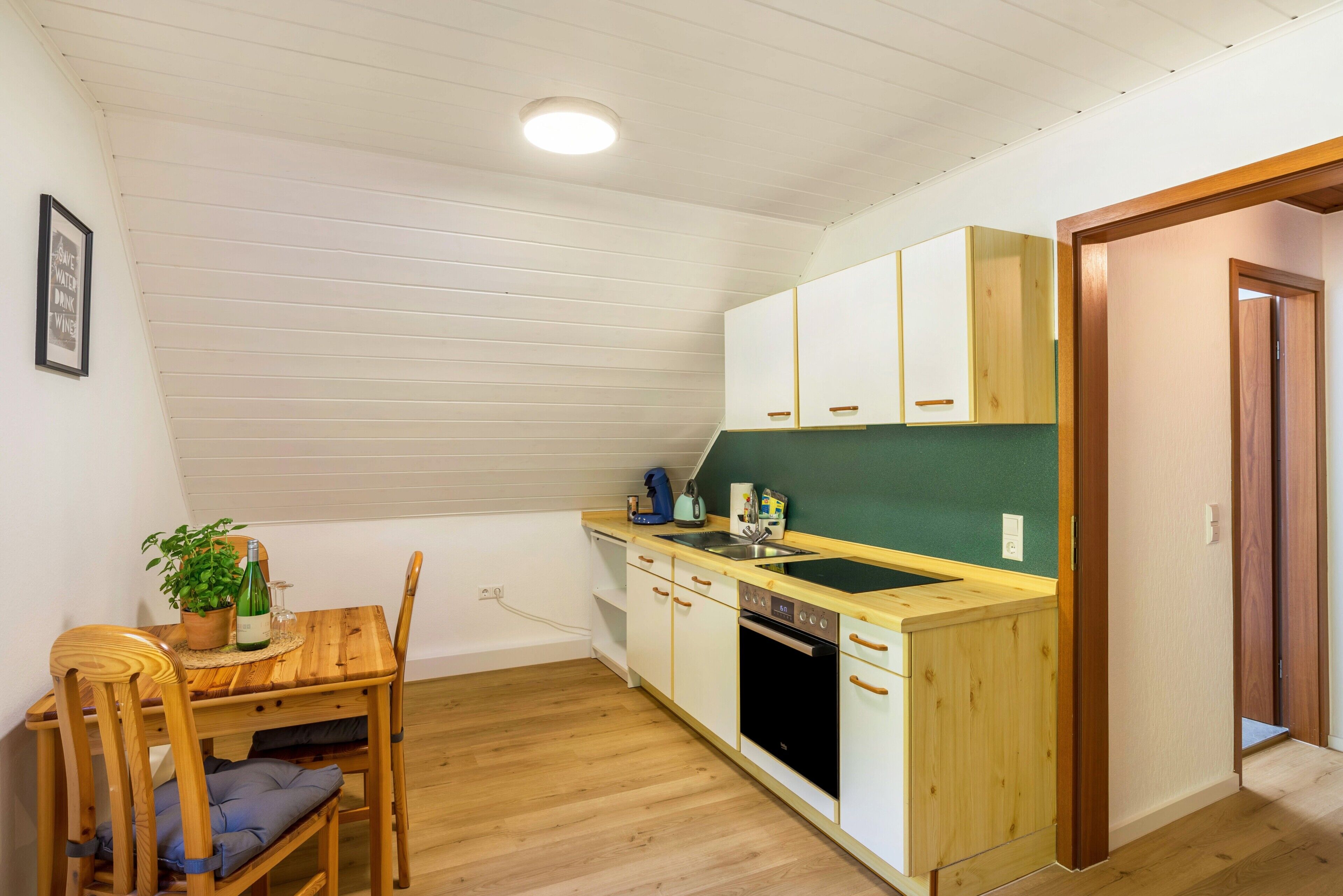 Fridge, oven, stovetop, coffee/tea maker