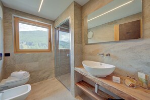 Shower, bidet, towels