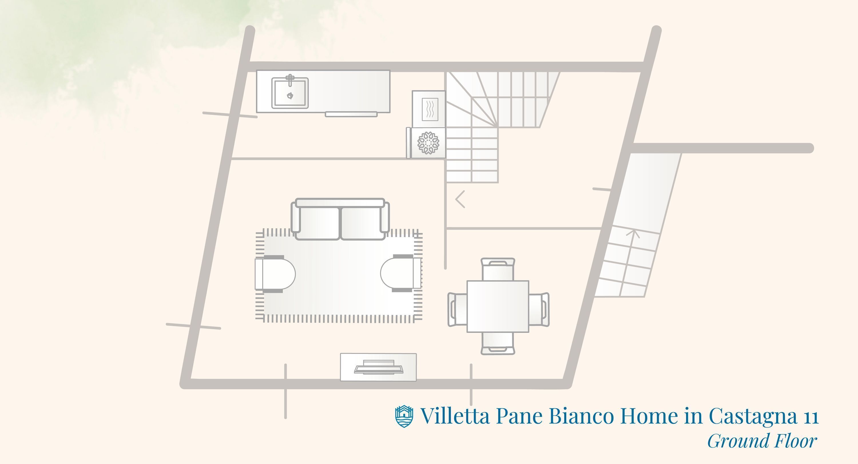 A floor plan of a hotel room with a bed, a desk, a chair, a window, and a bathroom.