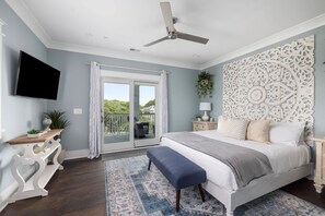King Bedroom with Custom Headboard from Thailand - Oceanfront Pool • Outdoor Kitchen • Putting Green! (Folly Beach)