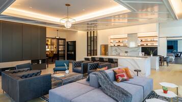 Smart TV, fireplace, table tennis, books