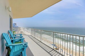 A balcony with a view of the beach and ocean. - Seawind 1604 by Liquid Life (Gulf Shores)
