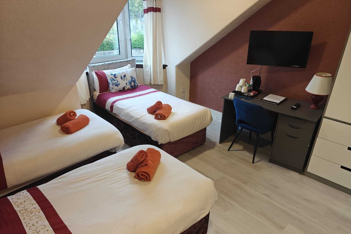 Family Triple Room, 3 Single Beds | Desk, laptop workspace, free WiFi