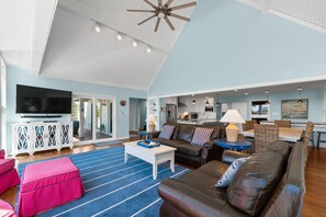 Smart TV, foosball, books