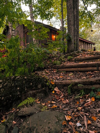 Secluded pet friendly cabin on 40 acres with frontage on the Kettle River