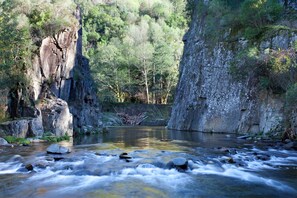 A river flowing through a rocky gorge with dense forest on either side. - Relax at Ceira Cottage -Private Plunge Pool & Nature Escape (Gois)