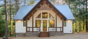 Modern Cabin Retreat w/Fire Pit, Slide & Hot Tub