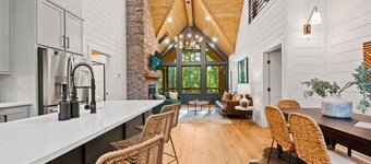 Modern Cabin Retreat w/Fire Pit, Slide & Hot Tub