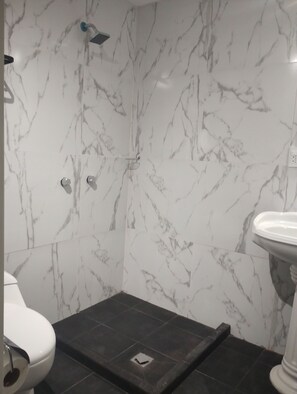 Habitación 36 | Baño | Regadera y toallas 