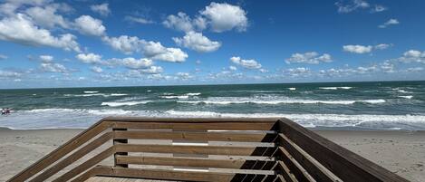 Accommodatie ligt op het strand, ligstoelen, strandlakens