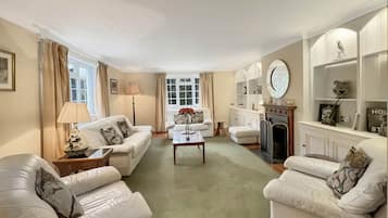 Una televisión, una chimenea, un futbolín