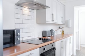 Fridge, microwave, oven, electric kettle