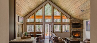 3 BR 2 BA home w/ hot tub, game room, forest views, hot tub, and fire pit.