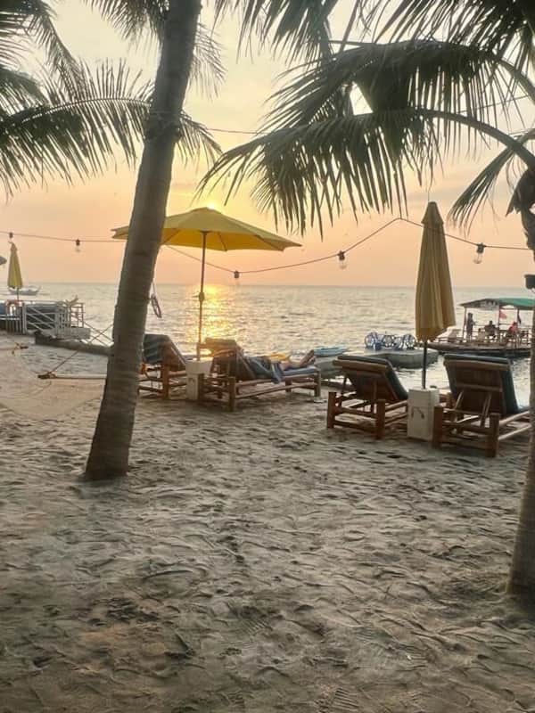 On the beach, free beach cabanas, sun-loungers, beach umbrellas