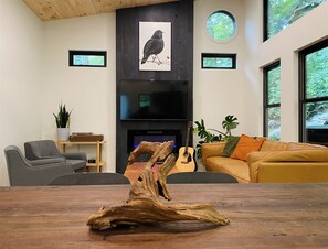 Fernseher, Kamin, DVD-Player