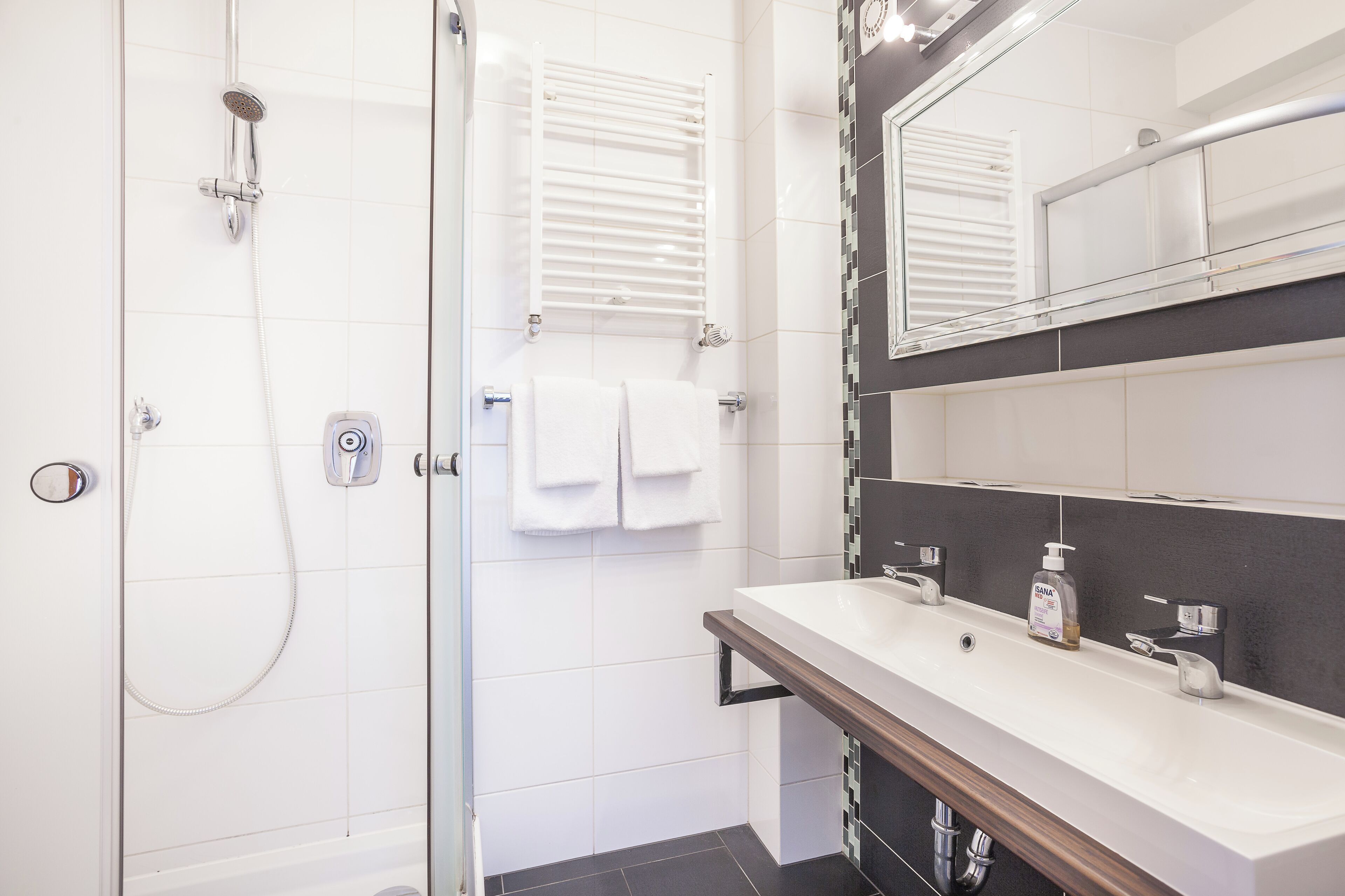 double room | bathroom | hair dryer, towels