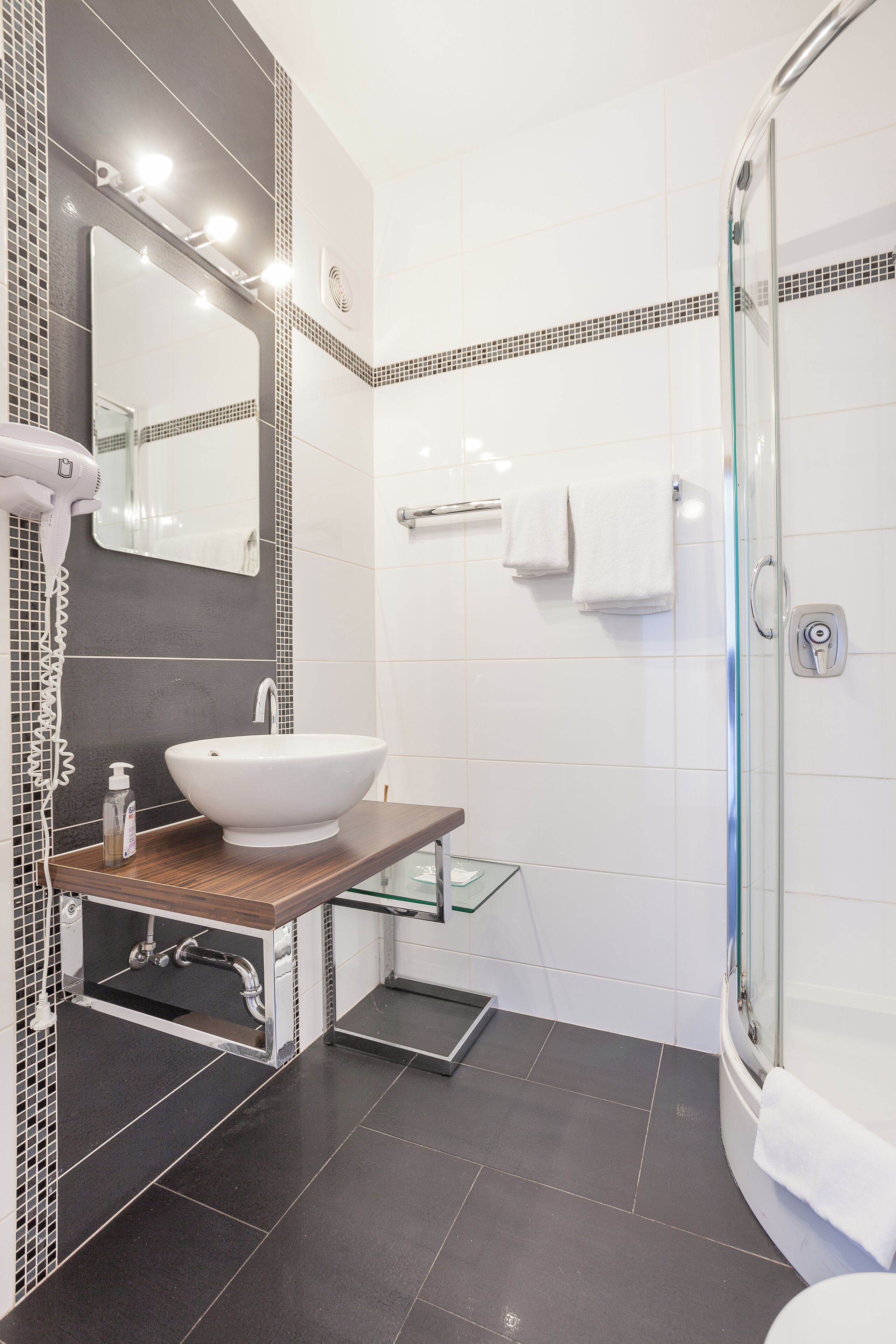 single room | bathroom | hair dryer, towels