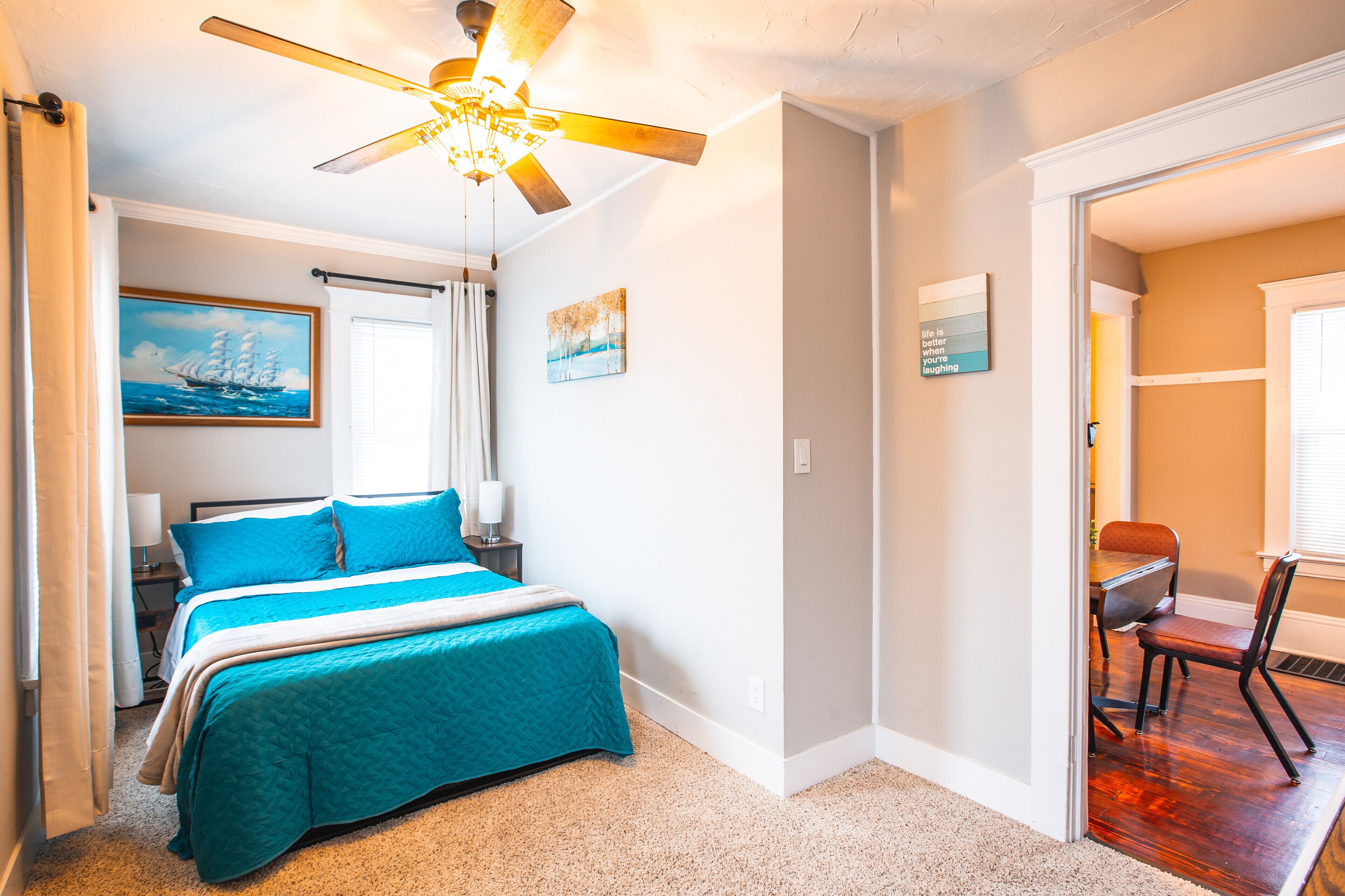 3 bedrooms, down comforters, individually furnished, blackout drapes