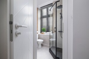 Appartement, 1 chambre, cuisine | Salle de bain | Douche, serviettes fournies