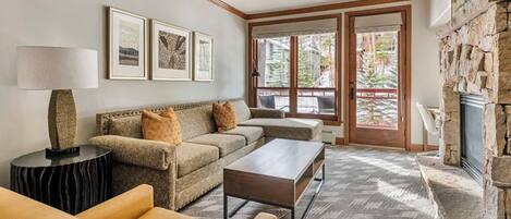 Télévision, cheminée, lecteur de DVD