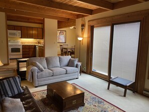 Smart TV, fireplace, DVD player, books