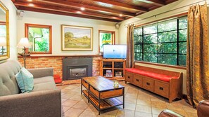 TV connectée, cheminée, chaîne hi-fi