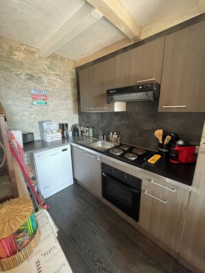 Kühlschrank, Mikrowelle, Ofen, Herdplatte