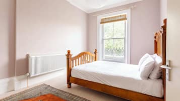 2 bedrooms, desk, laptop workspace, iron/ironing board