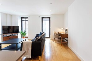 Basic Apartment, 2 Double Beds | Living area