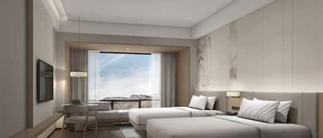 Standard Room, 2 Double Beds, Mountain View | Soundproofing, iron/ironing board