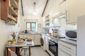 Oven, dishwasher, highchair, cookware/dishes/utensils