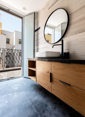 Apartment, 1 Bedroom | Bathroom | Shower, designer toiletries, hair dryer, towels - KEDEM - By Beach Apartments TLV (Tel Aviv)