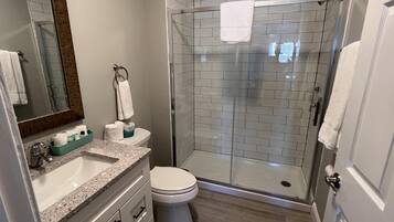 Combined shower/tub, hair dryer