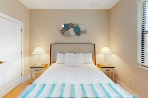 4 bedrooms, desk, iron/ironing board, travel cot