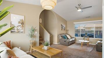 Smart TV, DVD player, foosball, table tennis