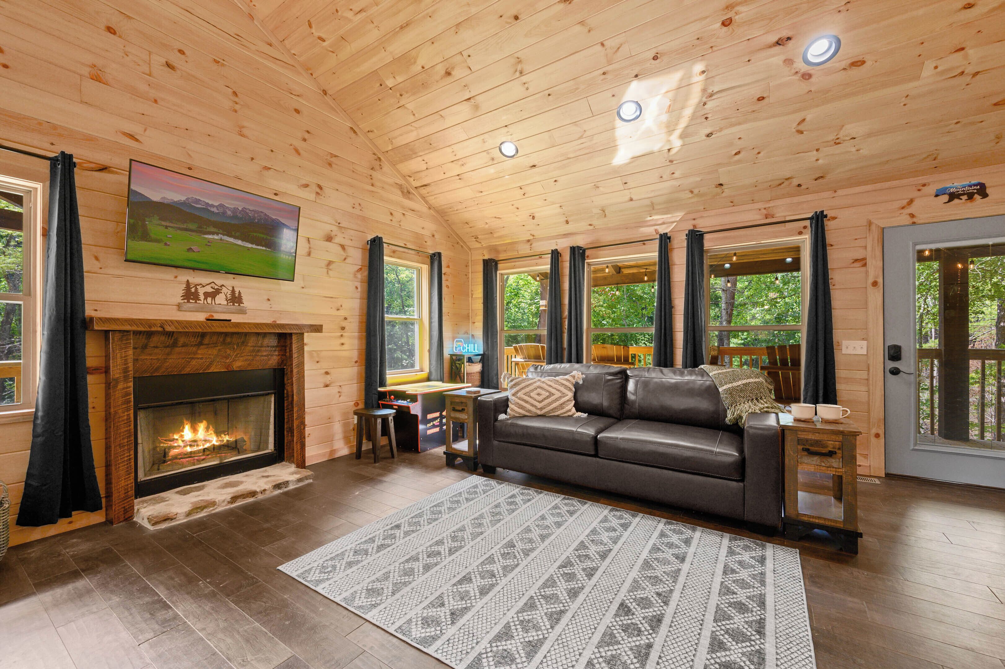 Smart TV, fireplace, video games