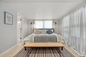 1 bedroom, desk, iron/ironing board, travel cot