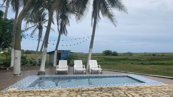Outdoor pool, sun loungers